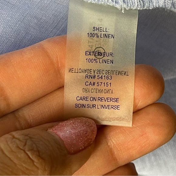 Ivanka Trump Top 100% Linen V-neck Size L Rose Gold Studded Hem Sleeveless Blue - Picture 7 of 12